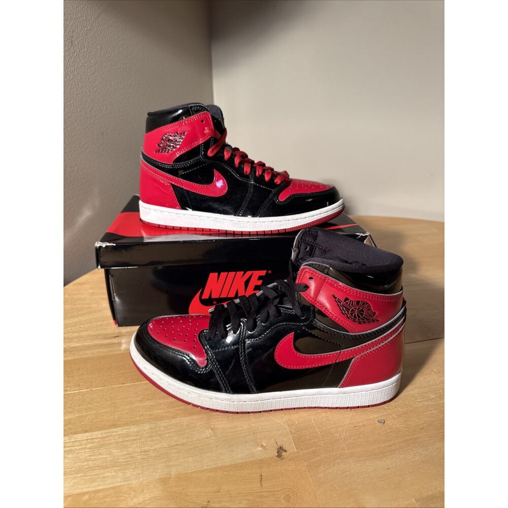 Nike Air Jordan 1 Retro High OG Patent Bred High Top Black/Red 555088-063 OG BOX - Picture 3 of 10